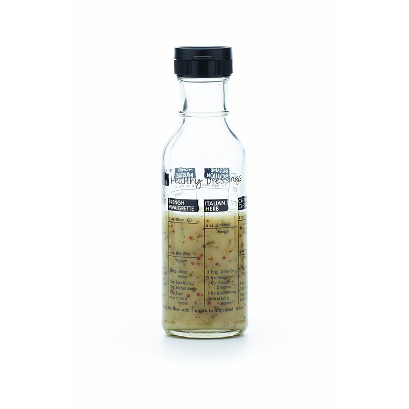 KitchenCraft KCDRESSERGLS Salad Dressing Shaker with Recipes, Glass, 355 ml