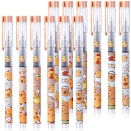 ShinyRelief 12 Pcs Cute Capybara Pens 0.5 mm Black Gel Ink Pen Adorable Capybara Writing Pens Cartoon Stationery Quick Drying Smooth Writing for School Office Stationery Supplies Party Favors