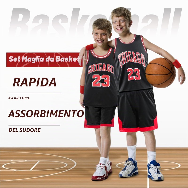 Pardofelis Maglia e pantaloncini da basket per ragazzi, ad asciugatura