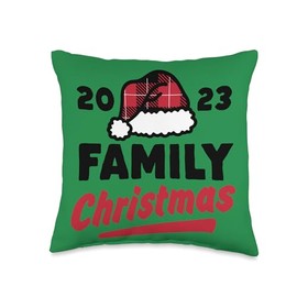 The Instant Message Family Christmas 2023 Red Throw Pillow, 16x16, Multicolor