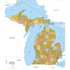 Michigan ZIP Code Map with Counties - Standard - 36"