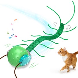 Saolife Interactive Cat Toys for Indoor Cats, Moving Cat Ball with Tail, Fast Rolling on Carpet, Chirping & Motion Activate Toy for Bored Indoor Adult Cats