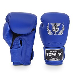 Top King Super Air Breathable Leather Gloves Muay Thai Boxing Gloves for Training or Sparring - Blue, 16oz