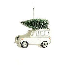 FloristryWarehouse Christmas Decoration Classic British 4x4 Off Road Ninety White 12cm