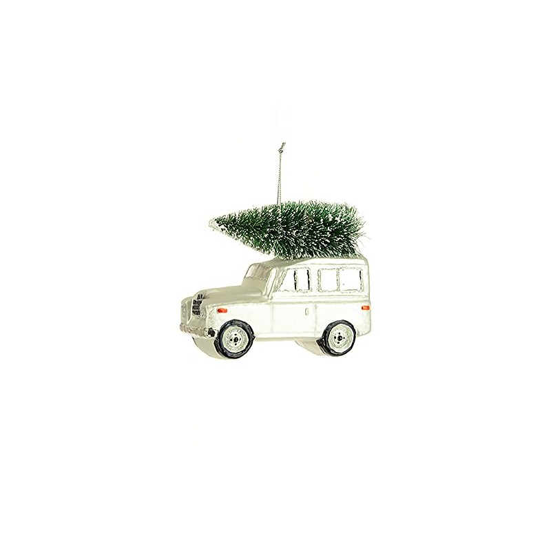FloristryWarehouse Christmas Decoration Classic British 4x4 Off Road Ninety White