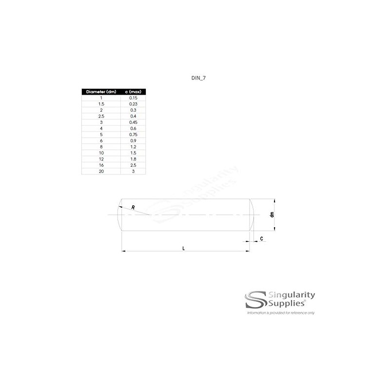 D4 (4mm x 50mm) Dowel Pins (M6) - Stainless Steel