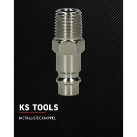 KS Tools Europa 999.9086 Metal Plug Nipple 1/4 Inch AG, Nominal Width 7.75 mm, Compressed Air Connection, Compressed Air Couplings for Hoses 1/4 Inch, Male Thread
