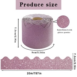 65Feet Bulletin Board Borders, Shine Scalloped Borders Bulletin Board Border Decorative,Trim Poster Borders Classroom Decoration for School, Classroom Decoration Strips (Light Pink)