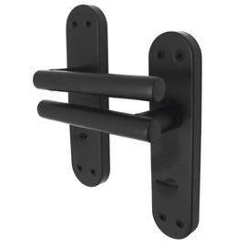 EAI Black Bathroom Door Handles | 1 Pair of Matt Black Internal Lever T-Bar Handles on Backplate | Oliena Range