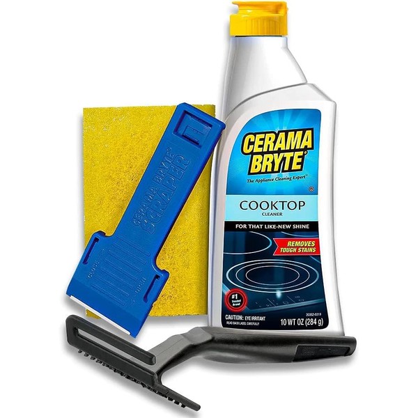 Cerama Bryte Glass Cooktop Cleaner Combo Kit with POW-R Grip,