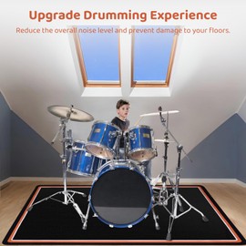 Drum Rug, 6x5FT Drum Mat, Drum Carpet with Non-Slip Grip Bottom, Soundproof Musical Instrument Rug (Drum Mat)