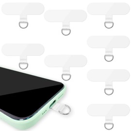 Phone Tether Tab,8 Pack,Universal Phone Lanyard Patch Without Adhesive, Cell Phone Replacement Pad Sticker Anti-Lost Attachment Hanging Metal Ring for Smartphone Mobile Safety Wrist Neck Strap,Oval