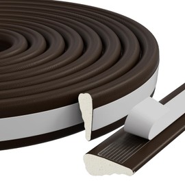 16.4 Ft Weather Stripping Seal Strip for Doors/Windows,Soundproofing Window Insulation Draft Stopper for Winter, Selfadhesive Foam Weather Strip for Door Frame,Door Gap Filler Noise Blocker(Brown)