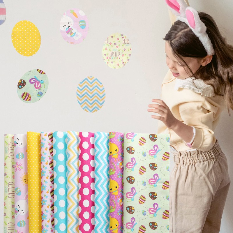 TRIXES Easter Cotton Fabric Squares 10PK