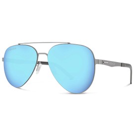 Abaco Daytona Polarized Sunglasses - Silver/Caribbean Blue Mirror