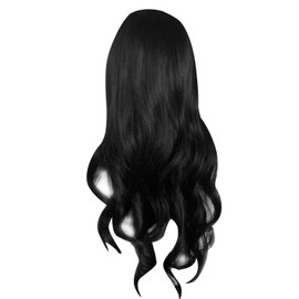 Long Curly Wavy Wig with Bangs Women Fashionable Synthetic Heat Resistant Black Wig for Daily Life
