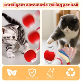 Petayouj Interactive Cat Toys Ball - 2025 New Gen with 360° Auto-Rotation Smart Obstacle Avoidance & Auto Wake-Up,Includes 1 Speedy Tail 2.0 Ropes, Ideal Kitten Toys for Bored Indoor Cats (Green)