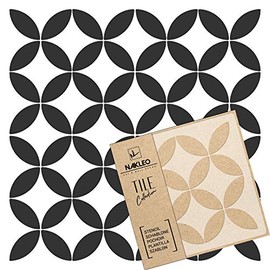 NAKLEO Tile Painting Stencil 25x25 cm, Cabril Spanish Moorish Flower Moroccan, Plastic Reusable Template, Home Decor Craft DIY, Floor Concrete Patio Wall - Terracotta
