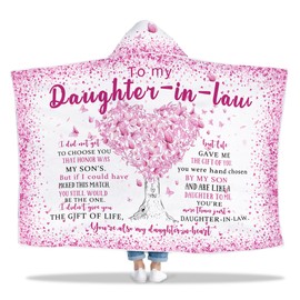 Taesun Mother's Day Daughter in Law Gifts, Wearable Hoodie Blanket From Mother in Law, Thoughtful Hooded Blanket 47x72 in for Birthday