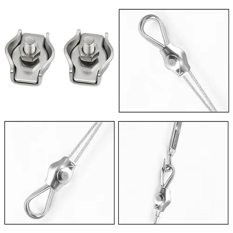 8Pcs M4 Single Bolt Cable Clamp Wire Rope Clips Stainless
