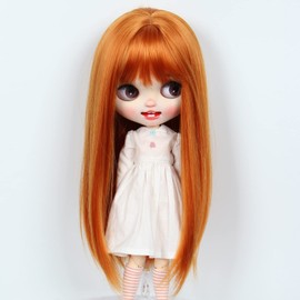 Tzncos Just 1pc Wig fit for 10 inch Head Dolls Long Straight Hair (Carrot Orange)