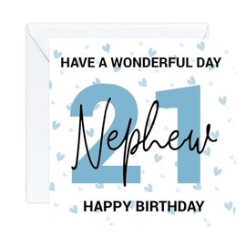 happy 21 21st Birthday Nephew Card age (envelope included)