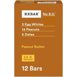 RXBAR Protein Bars, 12g Protein, Gluten Free Snacks, Snack Bars, Peanut Butter, 22oz Box (12 Bars)