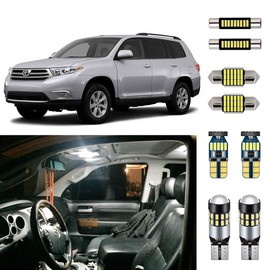 AUTOGINE Super Bright 6000K White LED Interior Light Bulbs Kit Package for 2008 2009 2010 2011 2012 2013 Toyota Highlander + Install Tool