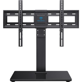 PERLESMITH Universal Swivel TV Stand Base, Table Top TV Stand for 37-75 inch LCD LED TVs, Height Adjustable TV Mount Stand with Tempered Glass Base, VESA 600x400mm, Holds up to 99lbs, PSTVS13