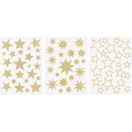 Heyda A4 Decorative Cling Window Stickers 3pcs - Stars Glitter Gold