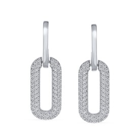 Classic Round Paper Clip Link Opening Anchor Puff Mariner Chains Link Hoop Earrings for Women Silver-Plated or Gold-Plated with 14 Carat Gold Medium Size of 1.25 Inches, 1.2, Zirconia, Cubic Zirconia