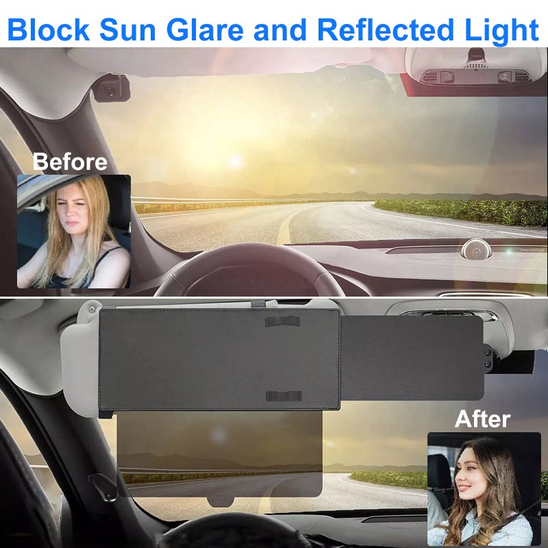 EeeKitOnline Adjustable Car Sun Visor Anti-Glare Sunshade Extender Protects from