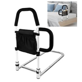 GVHOMILOV Bed Rails for Elderly Adults,Bed Assist Rails with Dual Grab Handles & Storage Pocket,Bed Safety Rails for Easily Getting in & Out, Fits King, Queen, Full, Twin, Support Up to 300lbs