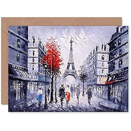 Fine Art Prints CLDT0169 Eiffel Tower In Paris Red Tree Greeting Card With Envelope Inside Premium Quality