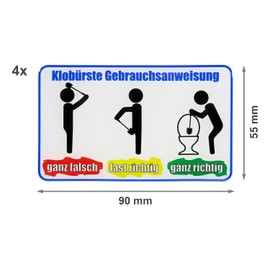 BIKE-label Sign 3D Toilet Toilet Sticker 90 x 55 mm Set of 4 Use Toilet Brush 900216