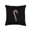 Leopard Big Cat Christmas Candy Cane Throw Pillow