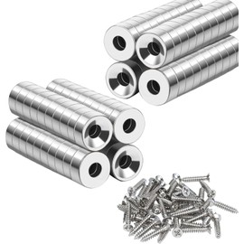 Neodymium magnets, extra strong, large, round, for magnetic plate, with hole 10 x 3 mm M3, kitchen, fridge, pack of 100