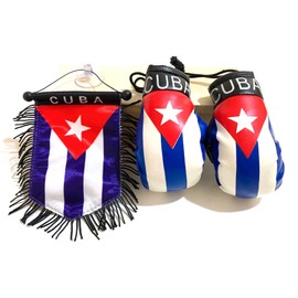 Cuban Cuba flags Cuban Boxing gloves Combo Gift pack Rearview Mirror Car Accessories Decoration