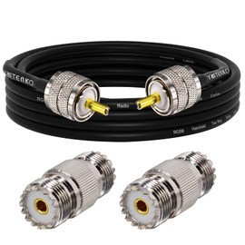 YOTENKO Ham Radio Coax Cable,RG58 Coaxial Cable 16.4ft,UHF PL259 Male to Male Cable + 2PCS UHF Female to Female SO239 Adapter for CB Ham Radio,SWR Meter,Antenna Analyzer,HF Radio,Amateur Radio
