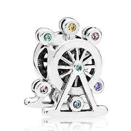 FGT Colorful Ferris Wheel Charm for Bracelets Necklaces Pendants Pink Purple Blue Crystal Sterling Silver Charms Gift for Girlfriend Women Girls Wife Mum Sisters Family Mothers Day Valentine Birthday