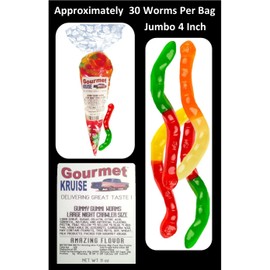 Blue Gummi Gummy Bears Raspberry Albanese - Bulk Candy 5lb Bag With Large Night Crawler Size Worms Gourmet Kruise Signature Gift Bag 11 OZ (NET WT 5 LBS.11OZ) 2 Item Bundle