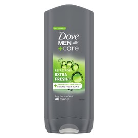 Dove Men+Care Refreshing Extra Fresh With 24-Hour Nourishing Micromoisture Technology 3-In-1 Hair, Body And Face Wash Body Wash For Men 400 Ml