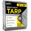 Tarp Heavy Duty Waterproof (10' x 20', Silver/Black) 10 Mil