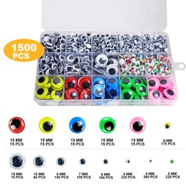 1500Pcs Googly Eyes Self Adhesive, Google Eyes for Crafts, Multi Colored Assorted Sizes Wiggle Eyes for DIY, Googly Eyes Stickers for Art Crafts Decoration, Toy Accessories