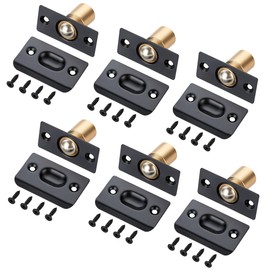 Ravinte 6 Pack Adjustable Door Ball Catch, Gold Closet Door Latch, Solid Brass Body & Stainless Steel Strike Plate