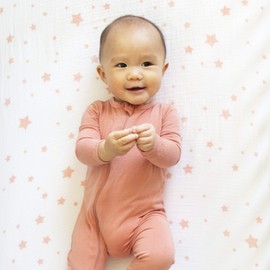 Newton Baby Organic Fitted Crib Sheets (2-Pack) - 100% Breathable and Ultra-Soft, 100% Organic Muslin Cotton, Stardust Print in Blush Coral + Solid White, Fits All Standard Cribs