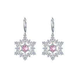 EleQueen Winter Snowflake Flower Leverback Dangle Earrings Cubic Zirconia Holiday for Women Clear