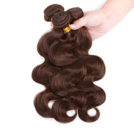 Color #4 Dark Brown Bundles Human Hair Chocolate Brown Body Wave Human Hair Bundles 10 12 14 inch Double Weft Wet And Wavy Bundles Human Hair For Black Women Dark Brown Body Wave Bundles Human Hair