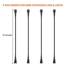 ZONECONA 4PCS 47 inch 4-Pin Extension Wire Cable Cord for 4/8/12/16Pods Dream Color Chasing LED Rock Lights, 4/8/10/12/16Pods segmented/RGB LED Rock Lights Multicolor 12v Waterproof for Truck Jeep ATV