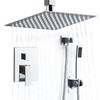 RTOBWEYE 10 Inch Ceiling Mount Shower Faucet Set, Silver Rainfall